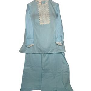 Sears Vintage 1960s Blue Lace Pajama Set size 40 (XL) NWOT - Never Worn!